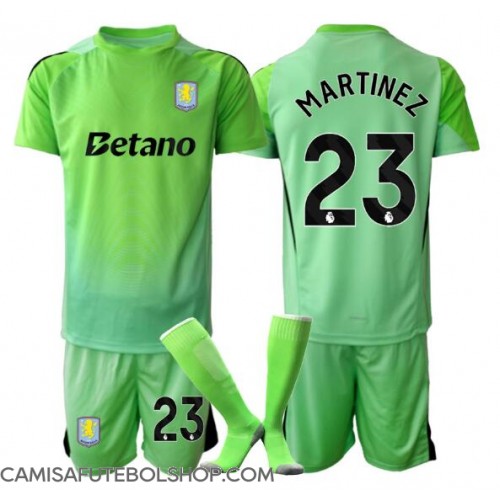 Camisa de time de futebol Aston Villa Emiliano Martinez #23 Goleiro Replicas 2º Equipamento Infantil 2025-26 Manga Curta (+ Calças curtas)